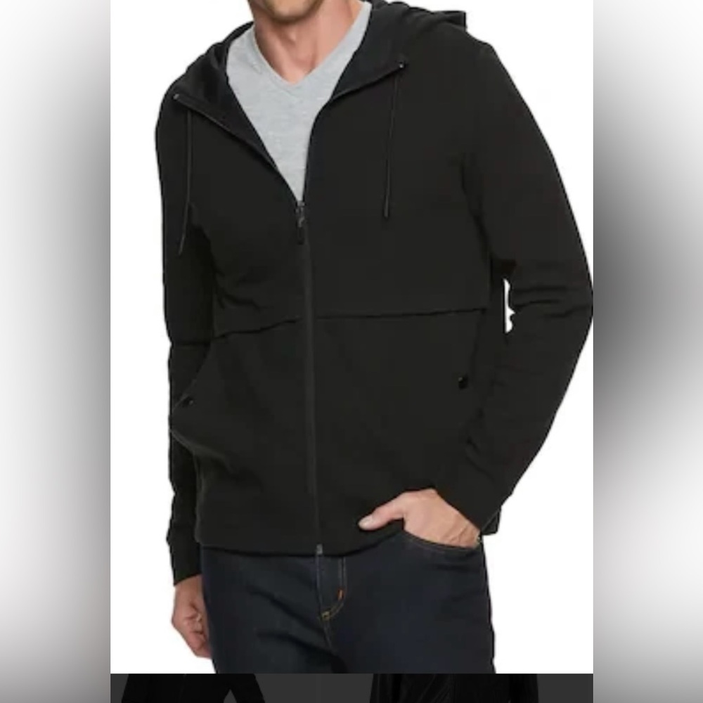 Marc Anthony Mens Black Zip Up Jacket  Hoodie Classic Design Size Large